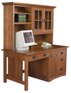 Mission Style Computer Desk with Hutch