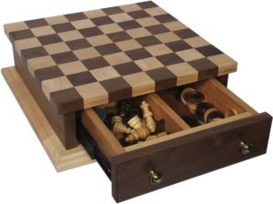 Amish Libby Game Table with Jumbo Sized Chess and Checker Game Pieces